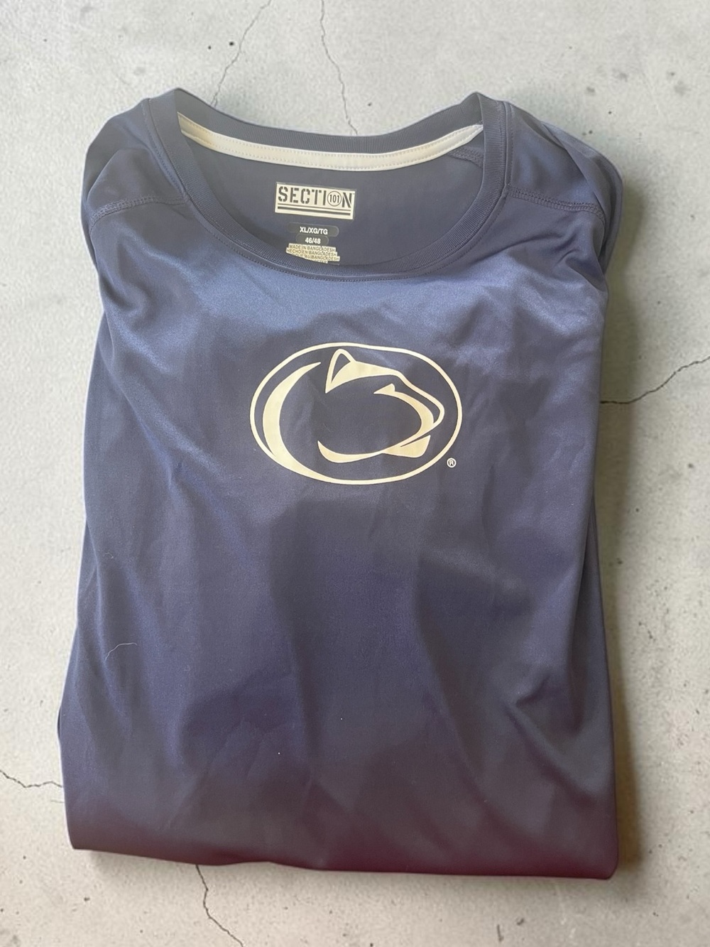 Section Men's Long-Sleeve Navy Performance Tee with Nittany Lion Logo